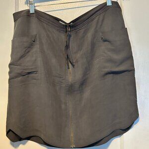Banana Republic Grey Silk Mini Skirt with Front Zip 12